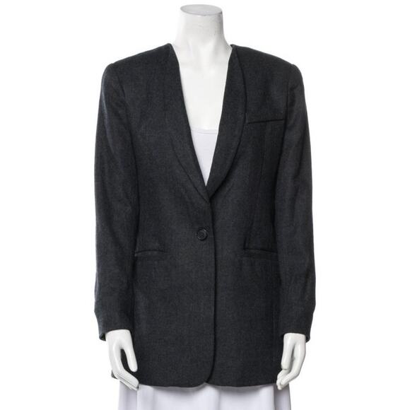 Smythe Charcoal Gray Wool Single Button Blazer Jacket Size 6 Fall Winter - Picture 1 of 10